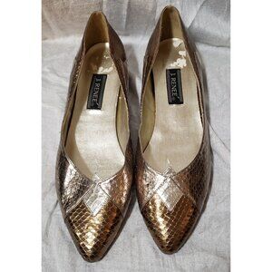 J. Renee Metallic Reptile Print Pointy Toe Flat Slip On Shoe Size 11 EUC
